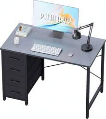 Computer Desk,Office Desk,32 Inch Computer Desk With 4 Drawers Small Office Desk Home Bedroom Study Writing Computer Table Grey,Computer Desk With Storage - 灰色 - 查看 2