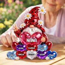 Grandma Gnome With Grandkids Names - Personalized Acrylic Block Plaque - Sentimental Mother's Day Gift For Grandma, Mom, Wife - As Shown2 - View 2