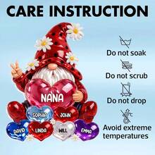 Grandma Gnome With Grandkids Names - Personalized Acrylic Block Plaque - Sentimental Mother's Day Gift For Grandma, Mom, Wife - As Shown2 - View 4