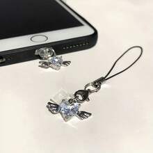 锆石心形飞翼手机防尘塞 - 配有手机挂绳，造型百变 | 寓意自由翱翔的美好愿望 | 兼容 /Type-C 充电接口 | 圣诞礼物 | 新年礼物 | 手机挂饰 - 彩色 - 查看 5