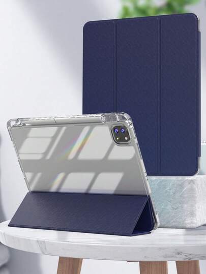 Navy Blue Tablet Case Suitable Compatible With Ipad A16 11th/10th Gen, 9th/8th/7th Gen 10.2", Air 10.9"/11", Pro 11", Air 13", Pro 12.9", With TPU Leather Flip Cover