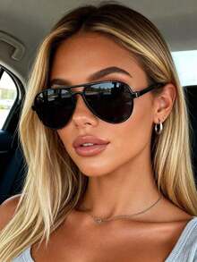 1pc Personality Classic Vintage Delicate Ins Style Graceful Design And Expressiveness Women Fashion Glasses Combination Street-Photography Musical Festival Outdoor Casual Activities Driving Fishing Decoration - 1件黑色灰色 - 查看 6