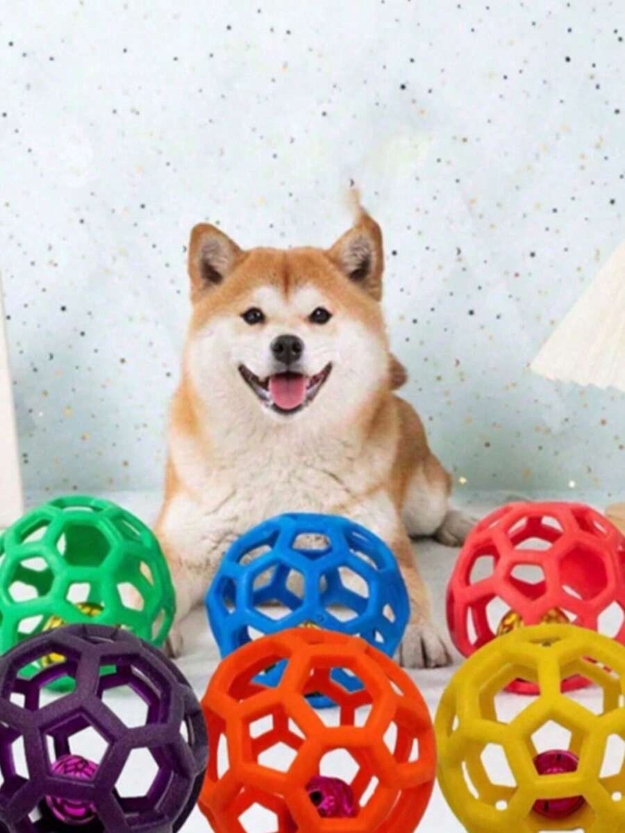 空心狗球 彈球 可愛動物咬咬玩具 訓練用塑膠橡膠球 適合小型與中型犬 隨機顏色 讓小貓和小狗持續玩耍 適合幼犬