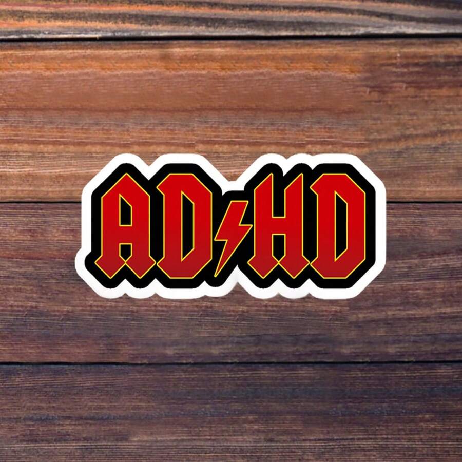 1/3/5张“ADHD”3英寸乙烯基贴纸，醒目字体，防水模切；适用于笔记本电脑、水瓶、保温杯、手机壳、平板电脑、笔记本、计划本、日记本、车窗、办公桌；适用于ADHD成人、上班族、创作者、游戏玩家、企业家；幽默贴纸、表情包贴纸、字体贴纸、极简主义贴纸、防水乙烯基贴纸 - A - 查看 1