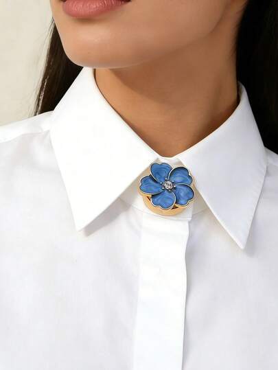 1 Pc Fashion Minimalist Small Flower-Shaped Cufflinks, Women's Brooch Buckles, Stylish High-End Brooch Decorations, Turtle Buckles, Clip Buckles, Tie Clips, Women's Accessories, Light Luxury And Elegant Party Cufflinks For Women, Suitable For Daily Use, Gifts For Friends, Couple Gifts, Gifts For Family.