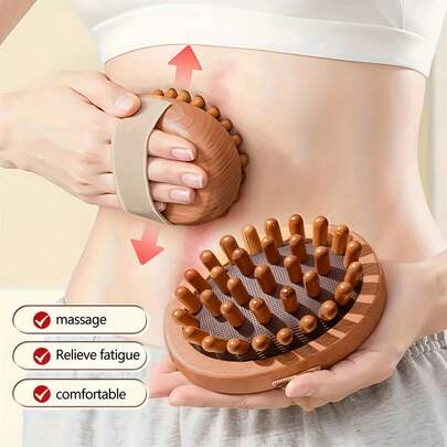 Natural Wooden Anti Cellulite Massager Wood Hand-Held Massager Body Brush Muscle Relax Sauna Spa Head Massage Brush,Hair,Hair Tools,Hair Care,School,Back To School,Travel,Travel Essentials,Home Essentials,Spa,Massage Tool,Massage,Massager,Spa