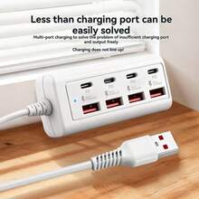 8-Port USB To 4 USB + 4 Type-C 25W Fast Charging Hub, Multi-Port High-Speed Charging For 5V USB Devices Including Computers, Laptops, Tablets, Etc. A Compact 8-In-1 USB Hub With 25W PD Fast Charging And Data Transfer, Suitable For Home, Office, Travel, Computers, Cameras And More - White - View 11