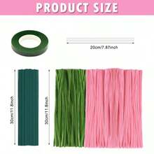 272件郁金香造型DIY套装，雪尼尔绒条，用于制作精致生动的DIY郁金香花束，包含花艺配件、家居装饰和手工礼品（不含花瓶） - 粉色 - 查看 2