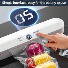 Máy hút chân không thực phẩm lực hút mạnh 60KPa, chế độ kép khô & ướt, niêm phong nhanh 22 giây, dải niêm phong rộng 11 inch, bao gồm 10 túi niêm phong, máy hút chân không tự động nhỏ gọn, quà tặng Giáng sinh. - trắng - Xem 5