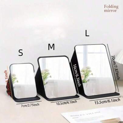 Portable Foldable Faux Leather Makeup Mirror, High-Definition Glass Mirror Surface - Ideal For Dorm, Travel And Beauty Gifts