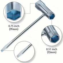1件套3件替换零件 - 13x19mm T型扳手，带蓝色六角手柄，适用于锯子、链条和螺母 - 多功能工具螺丝刀和扳手组合 - 是DIY和专业链锯维护的理想之选 - T字扳手 - 查看 3