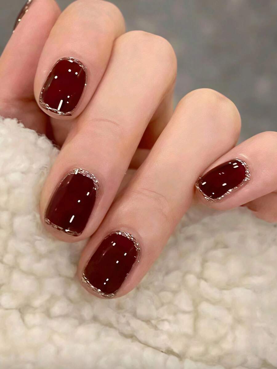 24片中号方形极简风格印花人造指甲，附赠1个指甲锉和1片果冻胶片 - 彩色 - 查看 1