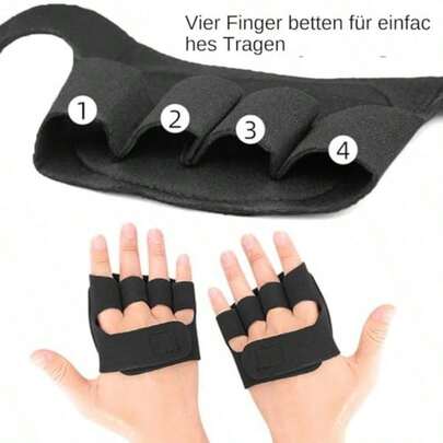 1只露指健身手套，加厚防滑掌垫，举重和哑铃训练必备健身器材（单只装）