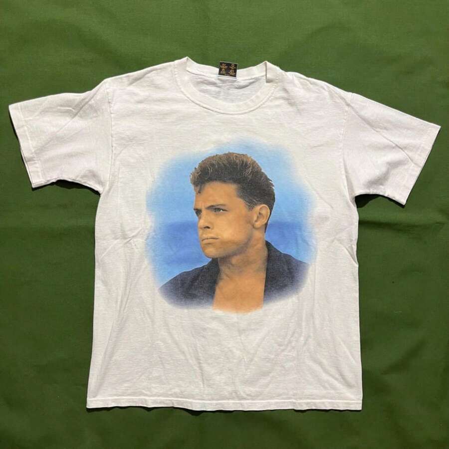 Vintage 90s Lui S Mig Uel Airbrush T-Shirt - Latino Singer Band Graphic - White Large - trắng - Xem 1
