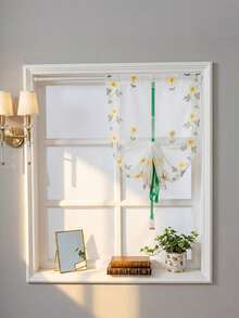 花朵刺繡1片薄透羅馬窗簾 - 白色 - 查看 13
