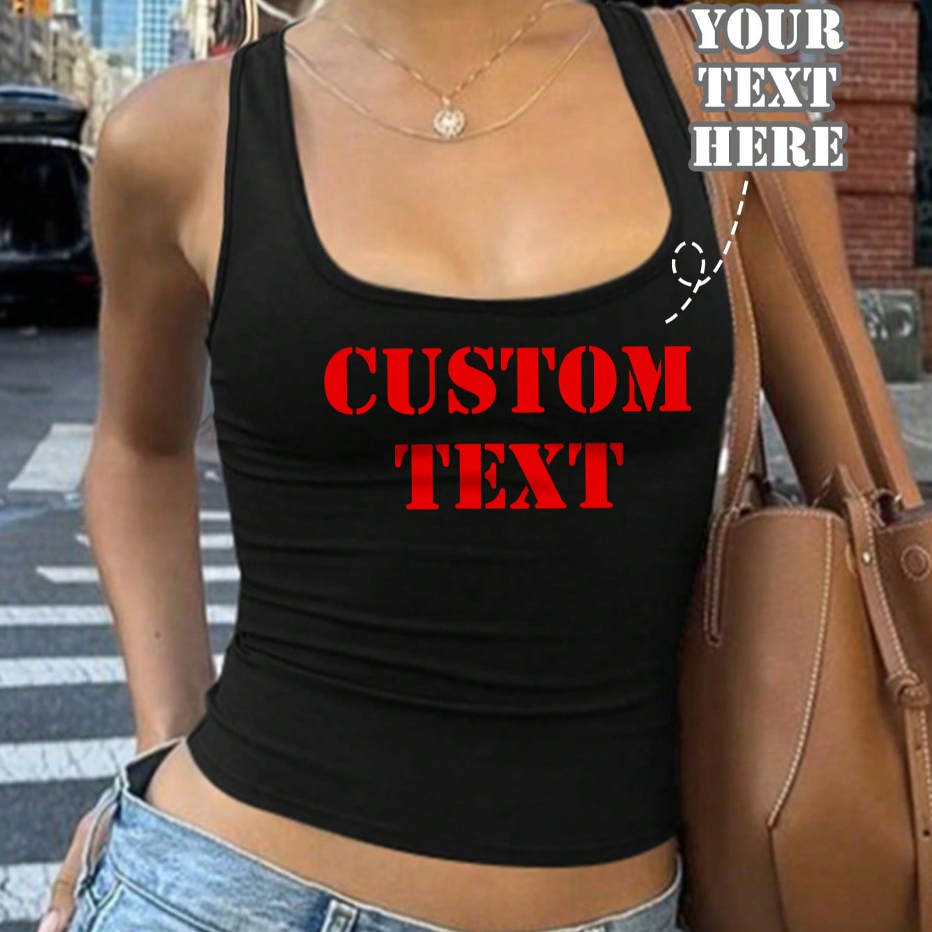 Top de tirantes plisado personalizado para mujer con costados elásticos, camisola personalizada con texto y color a elección, ropa deportiva para mu