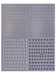 4片装3D星空美甲贴纸，金色、银色、黑色和白色星形美甲贴花，3D自粘Y2K哥特风美甲设计DIY美甲装饰配件 - 彩色 - 查看 11