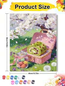 春日野餐甜点 DIY 数字油画 帆布画工艺品 成人家居装饰 40x50厘米/16x20英寸 节日礼物 - 40*50厘米 - 查看 8
