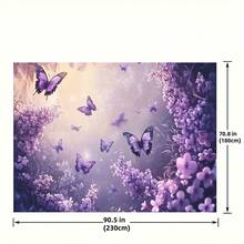 2D Flat  1 Piece Dreamy Floral Wall Tapestry |   Bright Purple And Blue Butterflies With A Glowing Effect, Made Of Polyester Fabric, Decorating Living Rooms, Offices, Or Parties, Available In Various Sizes (59x39, 51.18x59) - 多色 - 查看 9
