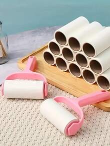 1个手柄+6卷替换装，共360张，天鹅绒粘毛滚筒，适用于衣物、地毯、汽车座椅，耐用手柄，无需电源 - 查看 5