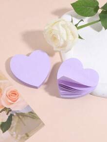 Heart-Shaped Transparent Memo Pad, Cute Heart-Shaped Transparent Bookmarks, Page Stickers, Diary Accessories, Aesthetic Office & Study Supplies - Purple - View 2