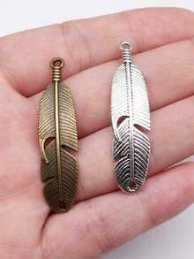 10 pièces Connecteurs de charme de plume 45x11mm pour la fabrication de bracelets, de colliers, de bijoux, d'artisanat fait main - Connecteur plume - Voir 1