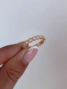 1 chiếc nhẫn cá tính đơn giản, tinh tế, bóng bẩy hình tổ ong dành cho nữ, làm bằng bạc sterling 925, trang sức thanh lịch dành cho phái nữ, quà tặng. - Hoa hồng vàng - Xem 4