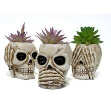 3 chiếc, Chậu hoa hình đầu ma Halloween trang trí sáng tạo bằng nhựa, trang trí sân vườn, chậu cây hình đầu lâu, đồ trang trí trong nhà cho văn phòng, ban công, nhà cửa. - A - Xem 6