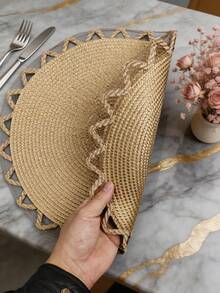 15-Inch Round Woven Bohemian Style Placemat, Pot Pad, Heat-Resistant Dining Table Mat, Suitable For Kitchen And Dining Room, Can Be Used As Wedding Tablecloth, Wedding Decor, Home Decor, Room Decor, Suitable For Wedding Party, Birthday Party, Family Gathering, Restaurant Decor, Room Decor - Multicolor - View 5