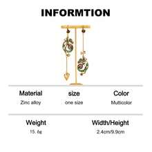 1 Pair Enamel Green Lizard Earrings, Asymmetric Heart Bow Tassel Earrings, Unique Personalized Attractive Accessories - Multicolor - View 9