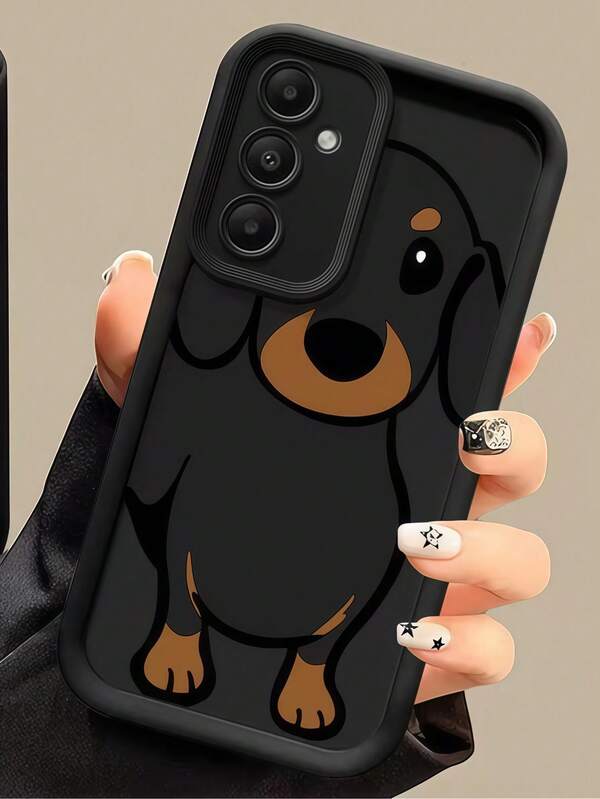 1个多巴胺灵感可爱狗狗造型软硅胶手机壳，阶梯式边框设计，简约风格，适用于荣耀X7/三星Galaxy A56 5G/Smart 8/Hot 40/传音Spark 30C/Spark Go 2024/Note 14 5G/Moto E22/E22i/A54等机型。