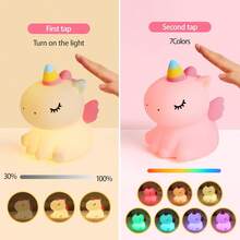 Children's Unicorn Night Light, Silicone Baby Care Nightlight, Dimmable LED Unicorn Lamp, USB Rechargeable Bedside Lamp, Unicorn Night Light, Suitable Gift For Girls, Infants And Girl, Bedroom & Kids Room Decor - White - View 9