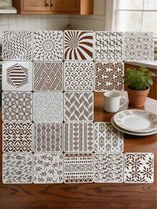 25pcs Asymmetrical Geometric Painting Hollow Template - Irregular Shapes - View 9