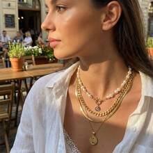 4件套邪眼珍珠叠戴项链套装，适合女性日常、派对和约会佩戴 - 彩色 - 查看 2