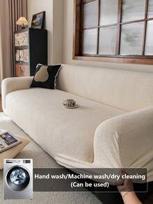 1pc Classic Solid Color Sofa Cover, High Elasticity, Dust-Proof And Dirt-Resistant, Machine/Hand Washable Furniture Protector, Suitable For All Seasons, Fits 3/4 Seater Sofa (Multiple Sizes Available) - Beige - View 8
