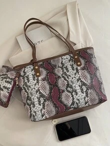 经典优雅手提包，女士托特包，质感高级，情人节礼物 - 紫色 - 查看 10