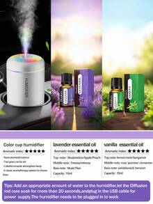 Portable Humidifier, Mini Desktop USB Humidifier, 180ml Water Tank, 2W Low Noise Suitable For Office, Travel, Bedroom, Black/White Car Accessories, Aromatherapy Humidifier, Air Freshener - Cylinder - View 24
