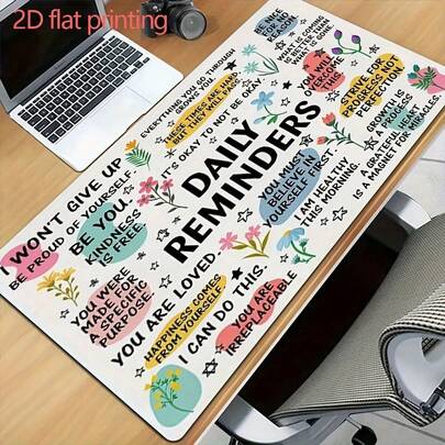 1 Inspirational Daily Reminder Mouse Pad With Inspiring Quotes And Floral Design - Washable Durable Natural Rubber Base, Non-Slip Office Desk Mat For Gamers And Office Use, Mouse Pad, Office Desk Mat, Inspirational Quotes, Games