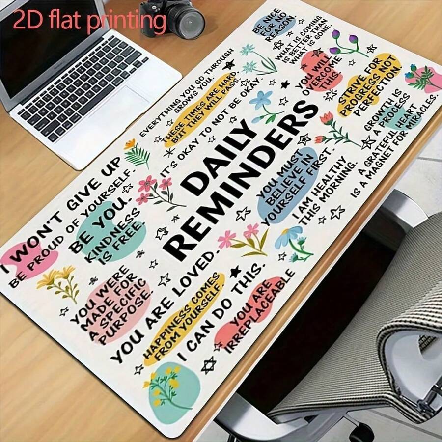 1 Inspirational Daily Reminder Mouse Pad With Inspiring Quotes And Floral Design - Washable Durable Natural Rubber Base, Non-Slip Office Desk Mat For Gamers And Office Use, Mouse Pad, Office Desk Mat, Inspirational Quotes, Games - 查看 1