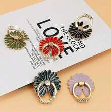 1pc Daisy Rhinestone Decor Phone Ring Holder, 360° Rotating Multi-Function Desktop Stand - Multicolor - View 2