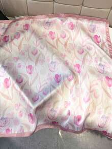 1件装春夏时尚百搭郁金香印花多功能围巾/领巾，适合日常、办公和度假场合 - 彩色 - 查看 12