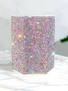 Luxury Rhinestone Makeup Brush Holder, Creative Rhinestone Nail Salon Tool Storage Box, Desktop Organizer Decor - Multicolor - View 10
