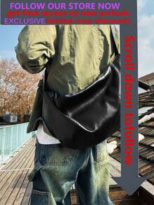 1个男士尼龙斜挎包，大容量，纯色，旅行、节日礼物、冬季户外活动、学生、骑行、露营斜挎包、夏季返校学生用品、单肩包、新生活必备、运动包 - 黑色 - 查看 2