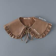 新款秋冬时尚彼得潘领仿领，带荷叶边和系带，皮革披肩 - 彩色 - 查看 2