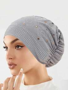 1pc New Fashion Rhinestone Crystal Lace Muslim Underscarf Cap Headwrap For Women - Color - View 14