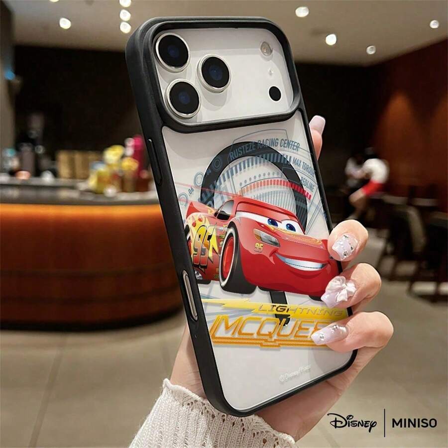 Ốp lưng điện thoại Disney Cars Lightning McQueen Rusteze Racing Design trong suốt, chống sốc, có nam châm, phù hợp với iPhone 17 Pro Max/17 Pro/17 Air/17/16/15/14/13/12/11/X/XS Pro/Pro Max Series. Ốp lưng iPhone 17 Pro Max, Ốp lưng iPhone 17 Pro, Ốp lưng iPhone 17. Quà tặng Giáng sinh cho bạn gái. - màu đen - Xem 1
