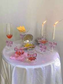 1pc INS风粉色超大蝴蝶结玻璃杯3D蝴蝶结玻璃杯家用下午茶咖啡杯果汁冷饮杯气泡水杯冰淇淋甜品杯早餐牛奶杯礼品杯 - 彩色 - 查看 8