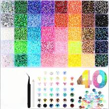 40 Colors Rhinestone Set! Includes Tweezers & Dotting Pen For Nail, Eyelash, Clothing DIY, Excluding Glue - 40-grid Rhinestones - View 7
