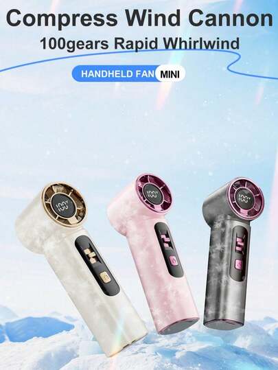 YITUMU 2000mAh Mini Handheld Electric Fan, 100-Level Powerful Cooling, LED Display, Type-C Fast Charging, Strong Airflow, Portable Outdoor/Desktop Fan