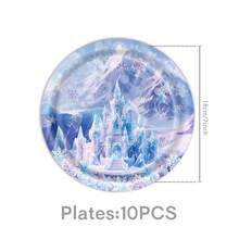 This Ice Snow Castle 50-Piece Disposable Tableware Set Includes 10 Dinner Plates, 10 Dessert Plates, 10 Paper Cups, And 20 Napkins. This Convenient Tableware Set Is Perfect For Camping, Picnics, Garden Barbecues, Baby Showers, Weddings, And Birthday Parties. - Multicolor - View 9